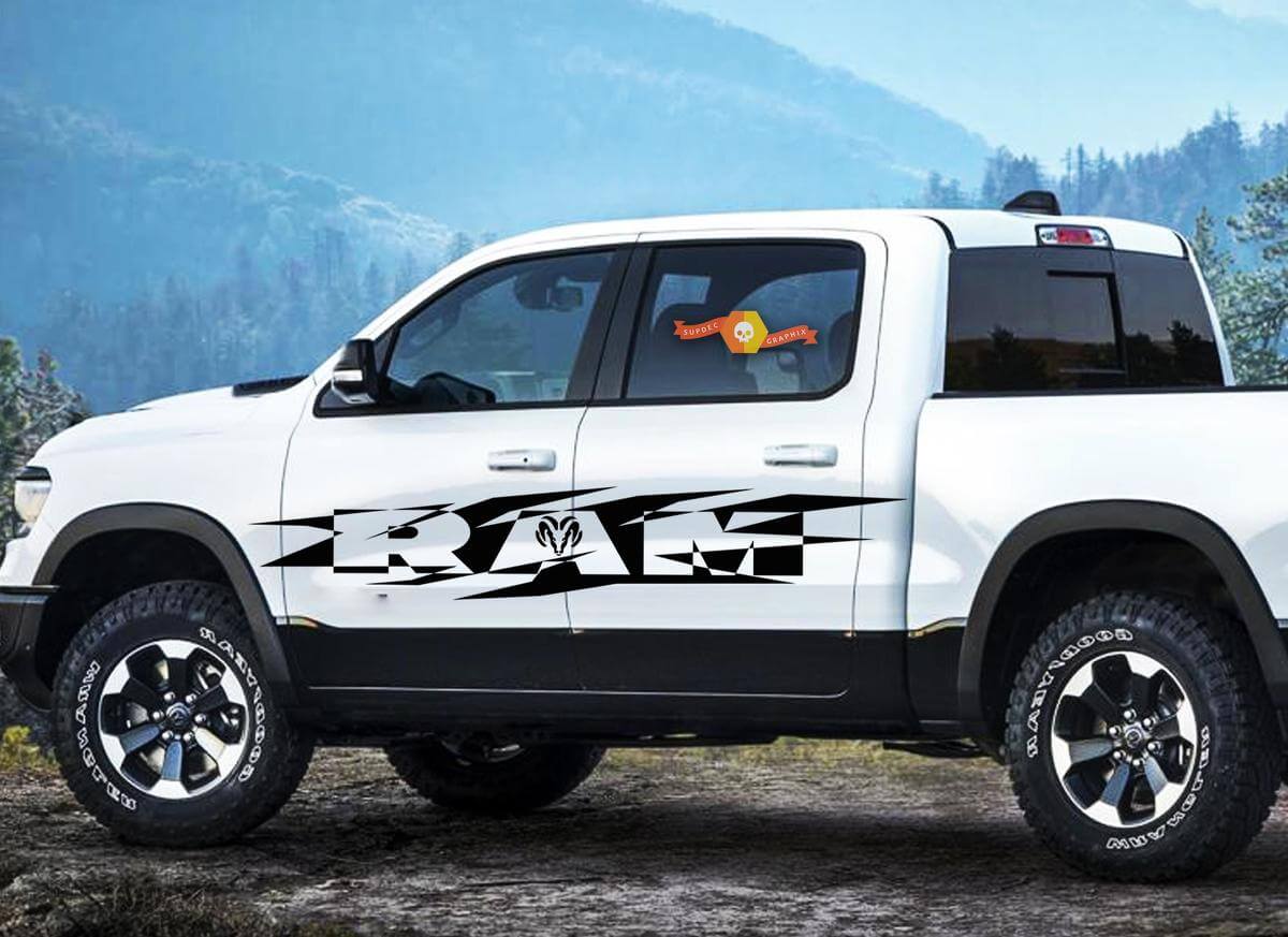 DODGE RAM HEMI 1500 2500 3500 2x Decalcomanie Racing grafica vinile adesivo grande logo
