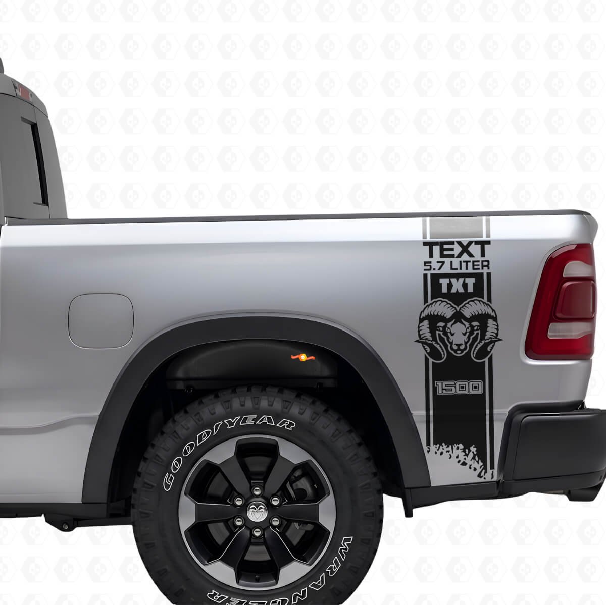 Kit Adesivi a Vinile Personalizzati a Strisce Laterali Posteriori Stile HEMI per Dodge Ram 1500-3500