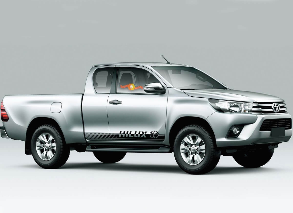 2 x TOYOTA HILUX strisce laterali decalcomania per carrozzeria in vinile grafica di qualità premium
