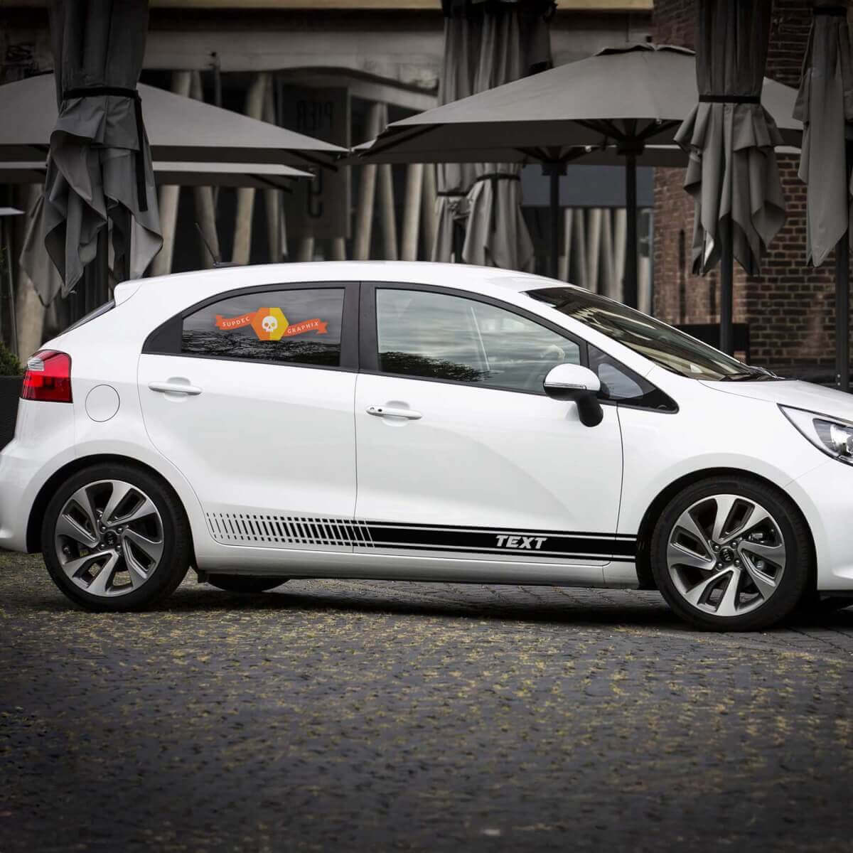 2x strisce laterali grafiche decalcomanie per il corpo in vinile adesivi da corsa logo adatto a Kia RIO
