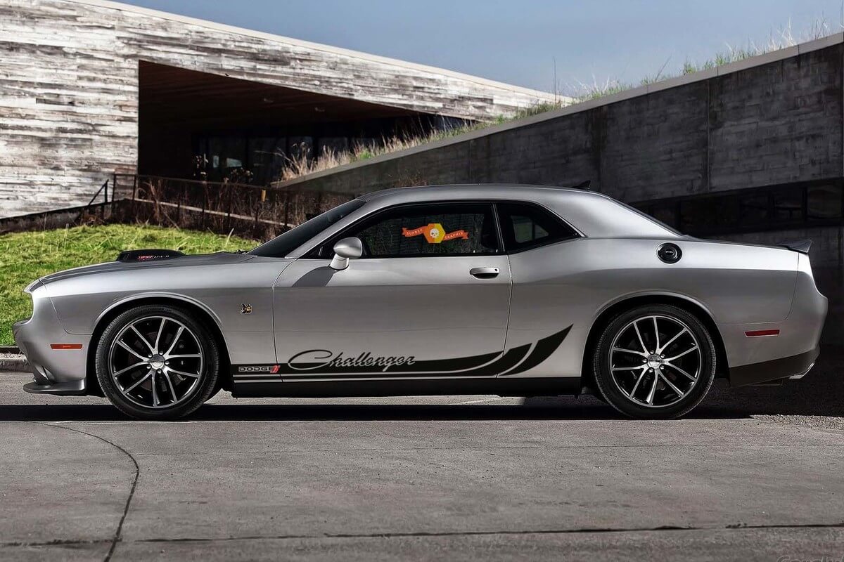 DODGE CHALLENGER 2x Racing Stripe logo adesivo decalcomania corpo in vinile grafico 2 colori
