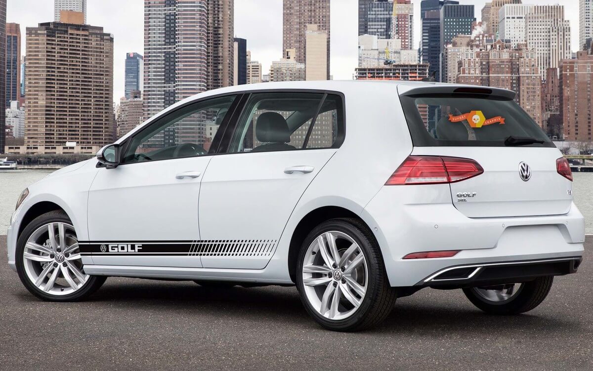 Kit Adesivi in Vinile Strisce Laterali con Marchio per Volkswagen Golf GTI
