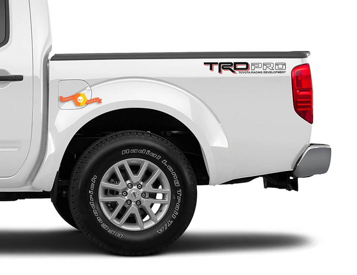 2x TRD PRO Toyota Racing Development Tacoma Tundra Bed Side Vinyl Decal Sticker 2 colori
