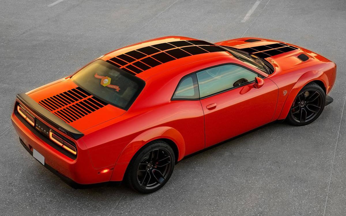 Adesivo in Vinile con Doppie Strisce a Scacchi per Cofano, Tetto e Bagagliaio per Dodge Challenger
