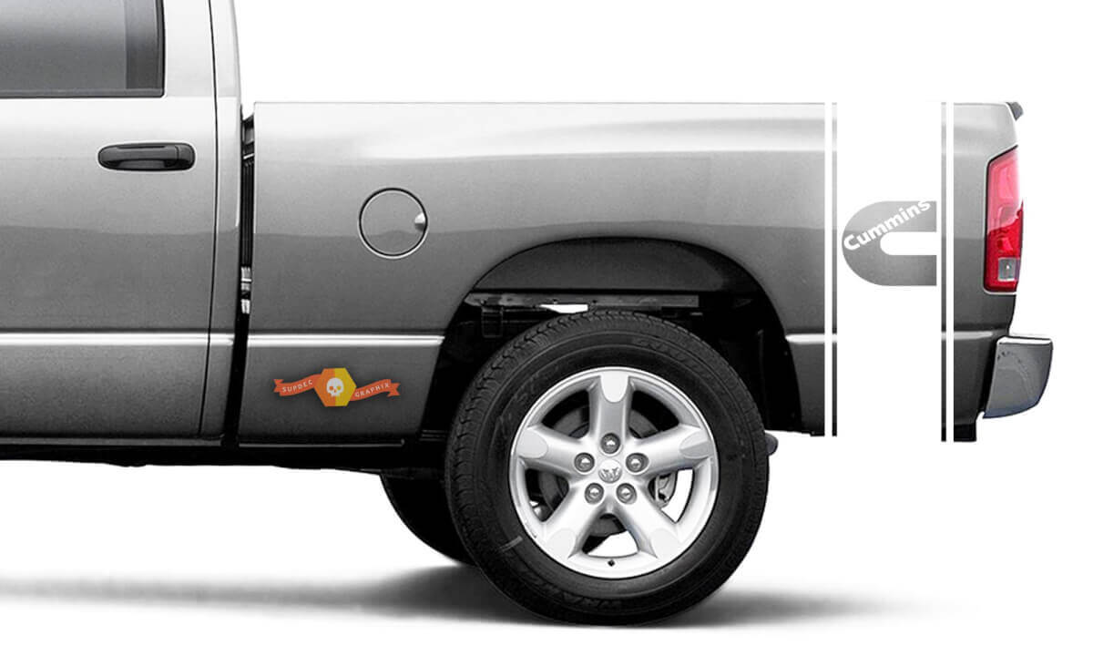 Kit Adesivi in Vinile Strisce Laterali Cummins Turbo Diesel per Dodge Ram