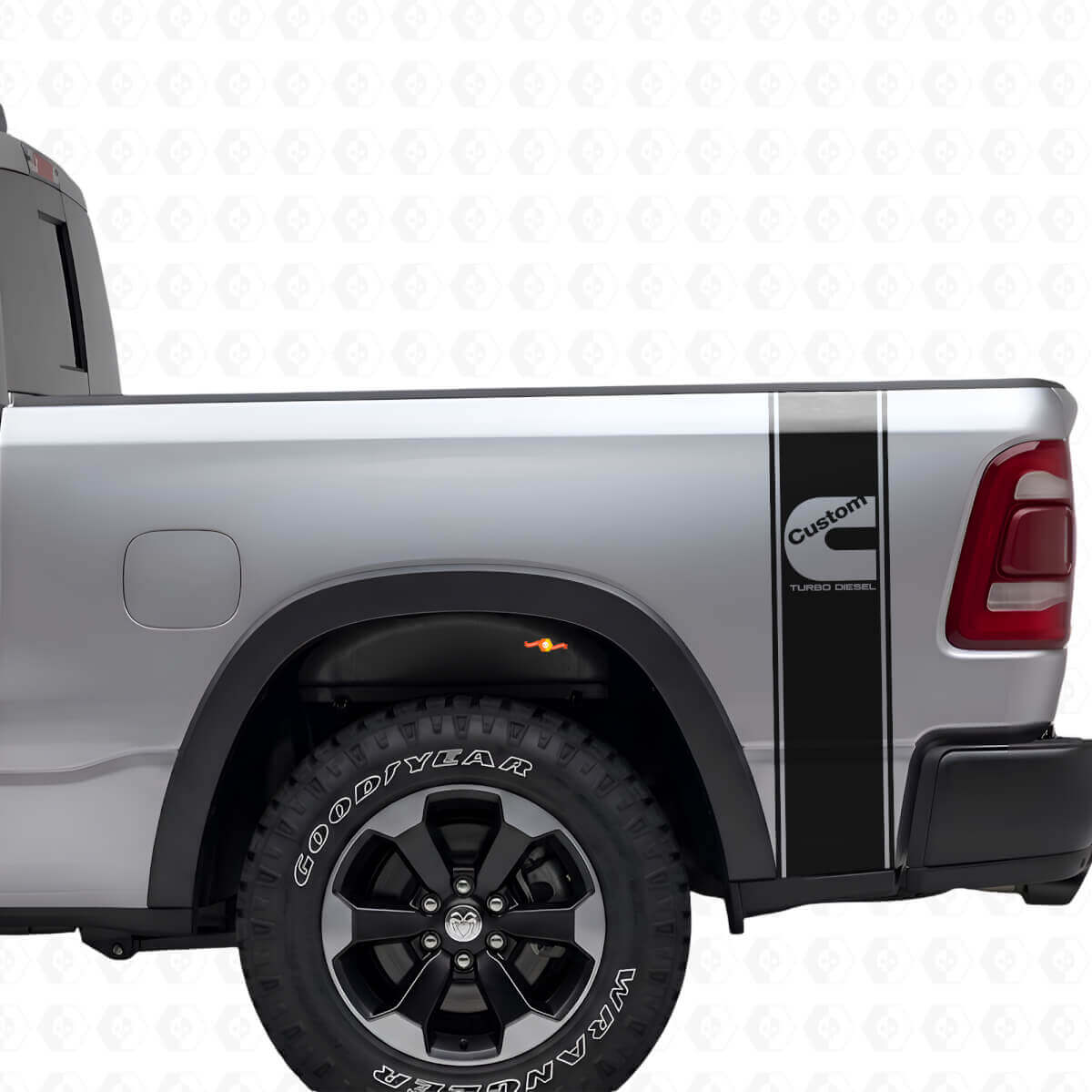 Kit adesivi in vinile a strisce laterali posteriori stile C per camion Dodge Turbo Diesel