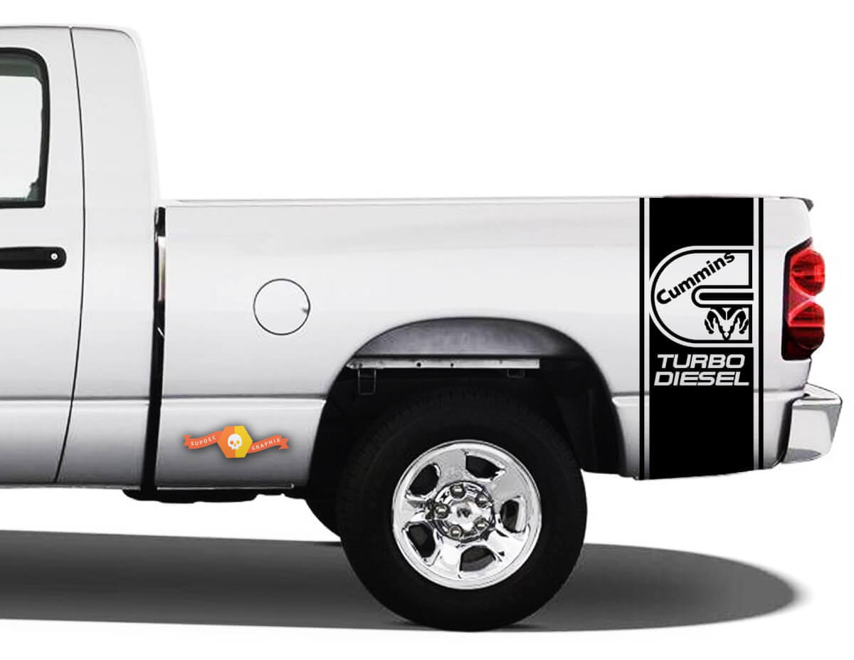 Set di adesivi in vinile con strisce laterali Cummins Turbo Diesel per camion Dodge Ram