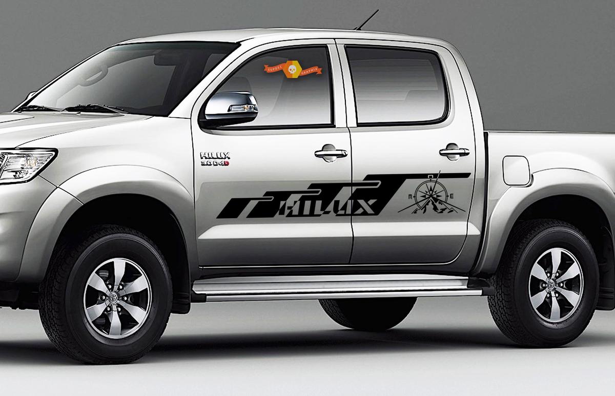 Adesivo in Vinile Stile Montagna Compass Laterale per Toyota Hilux