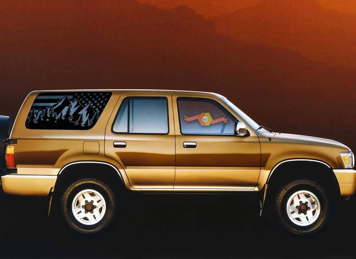 Adesivo in vinile con bandiera USA Mountain Style per finestrino posteriore Toyota 4Runner 1990-1995