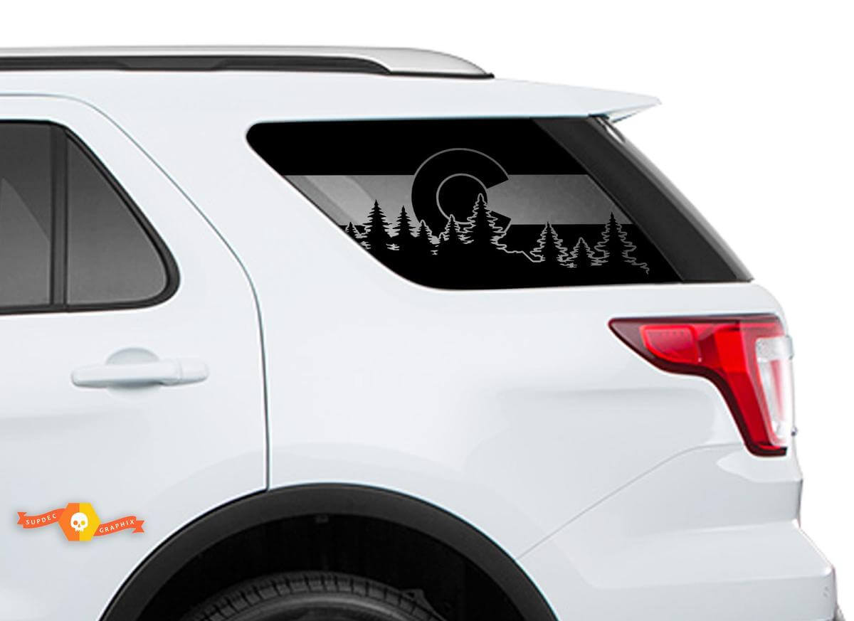 2011-2018 Ford Explorer - Decalcomanie per parabrezza con bandiera dello stato del Colorado per adesivi per finestrini posteriori
