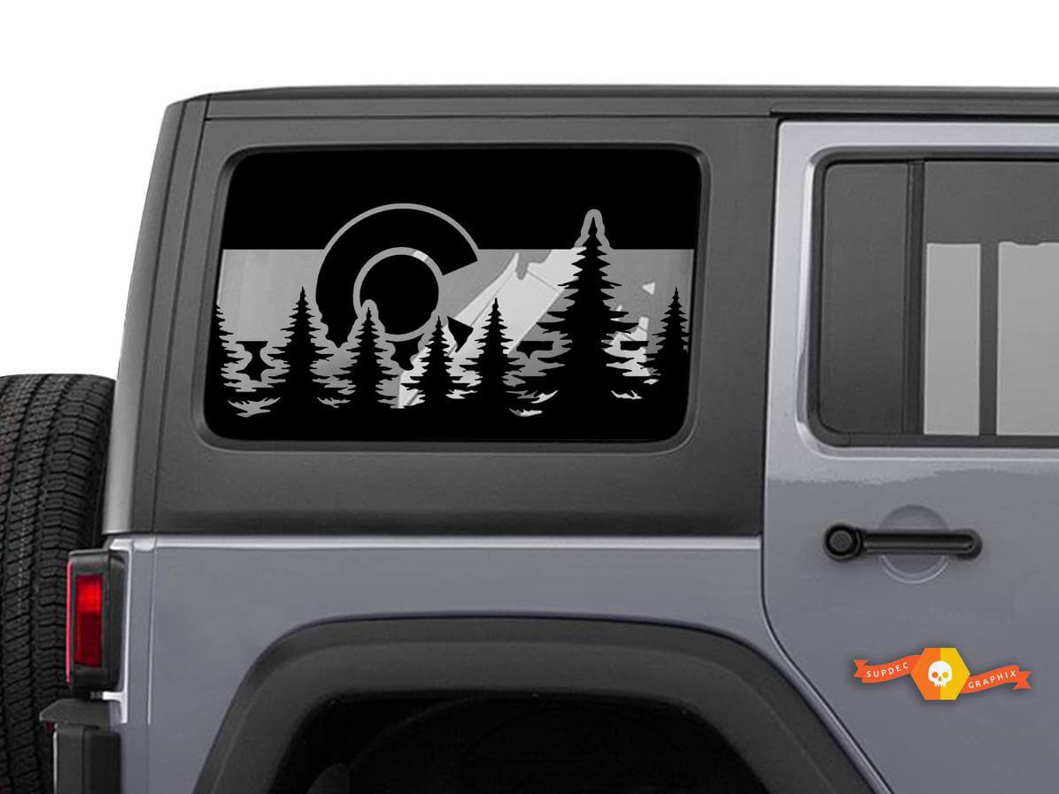 Adesivo in Vinile con Bandiera del Colorado per Finestra Laterale Jeep Wrangler