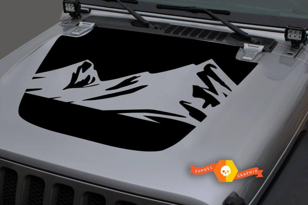 Adesivo Vinilico Mountains Blackout Hood 2 per Jeep Wrangler JL