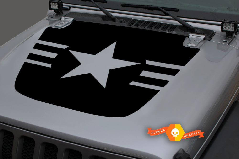 Adesivo in vinile nero Military Star Blackout per Jeep Wrangler JL