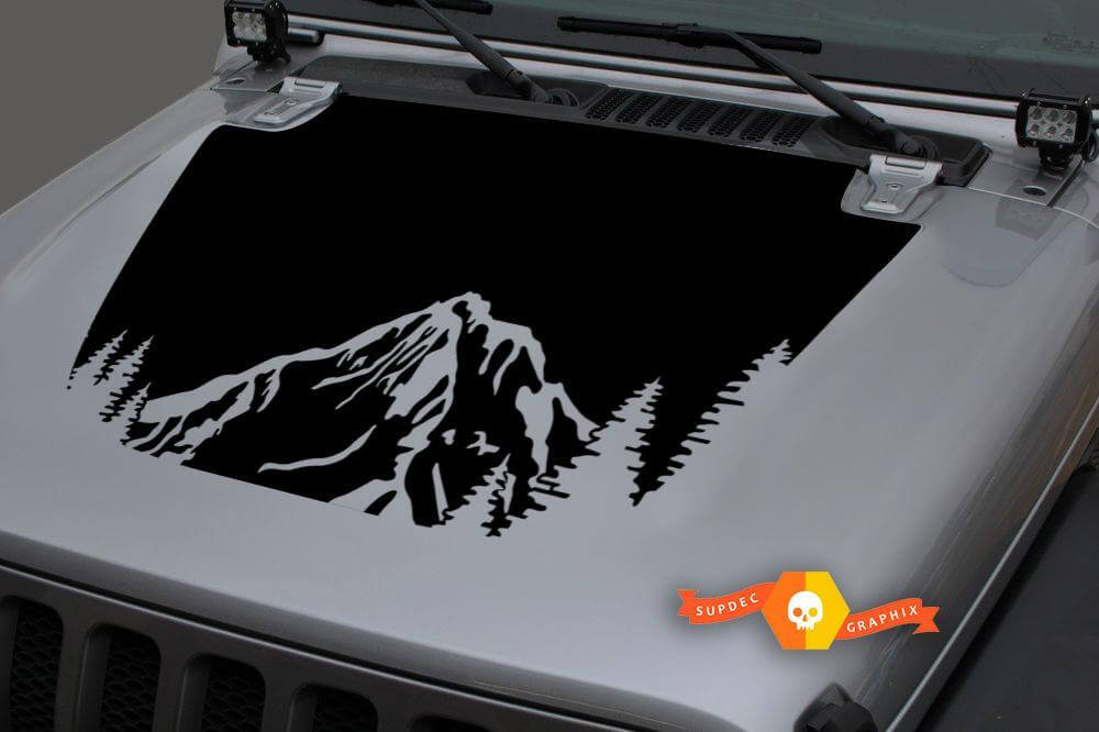 Adesivo in vinile oscurante Forest Mountains Nero 3 pezzi per Jeep Wrangler JL