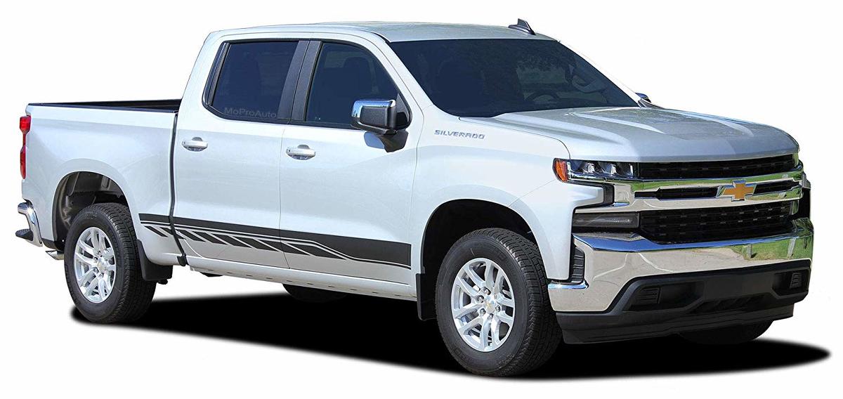 2 Rocker 2019 2020 Chevy Silverado Pannello bilanciere inferiore Corpo Porta laterale Striscia Grafica in vinile Adesivi Decalcomanie

