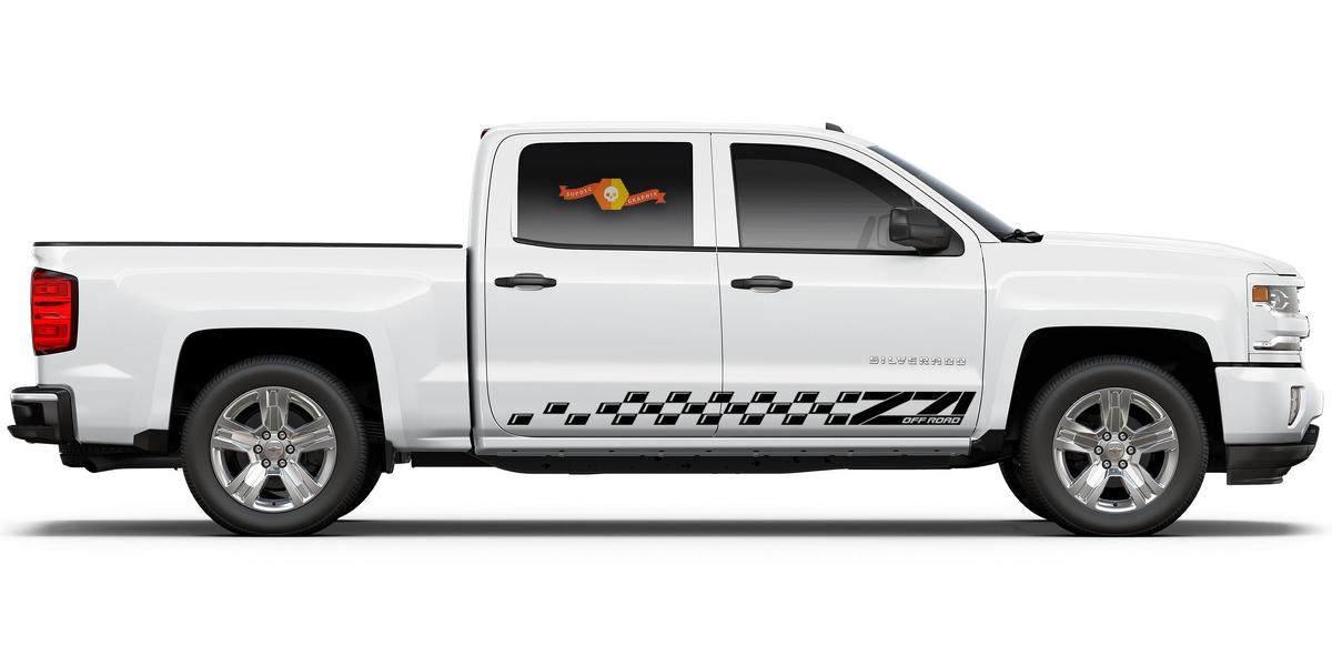 Grafica a strisce laterali Chevrolet Silverado Z71 Adesivo Decalcomania pannello porta Adesivo Decalcomania in vinile nero
