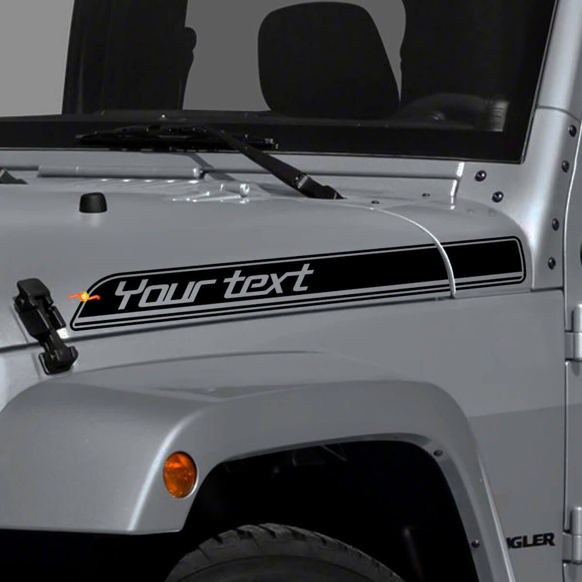 Kit adesivi in vinile con contorno testo personalizzato per striscia laterale cofano Jeep Wrangler