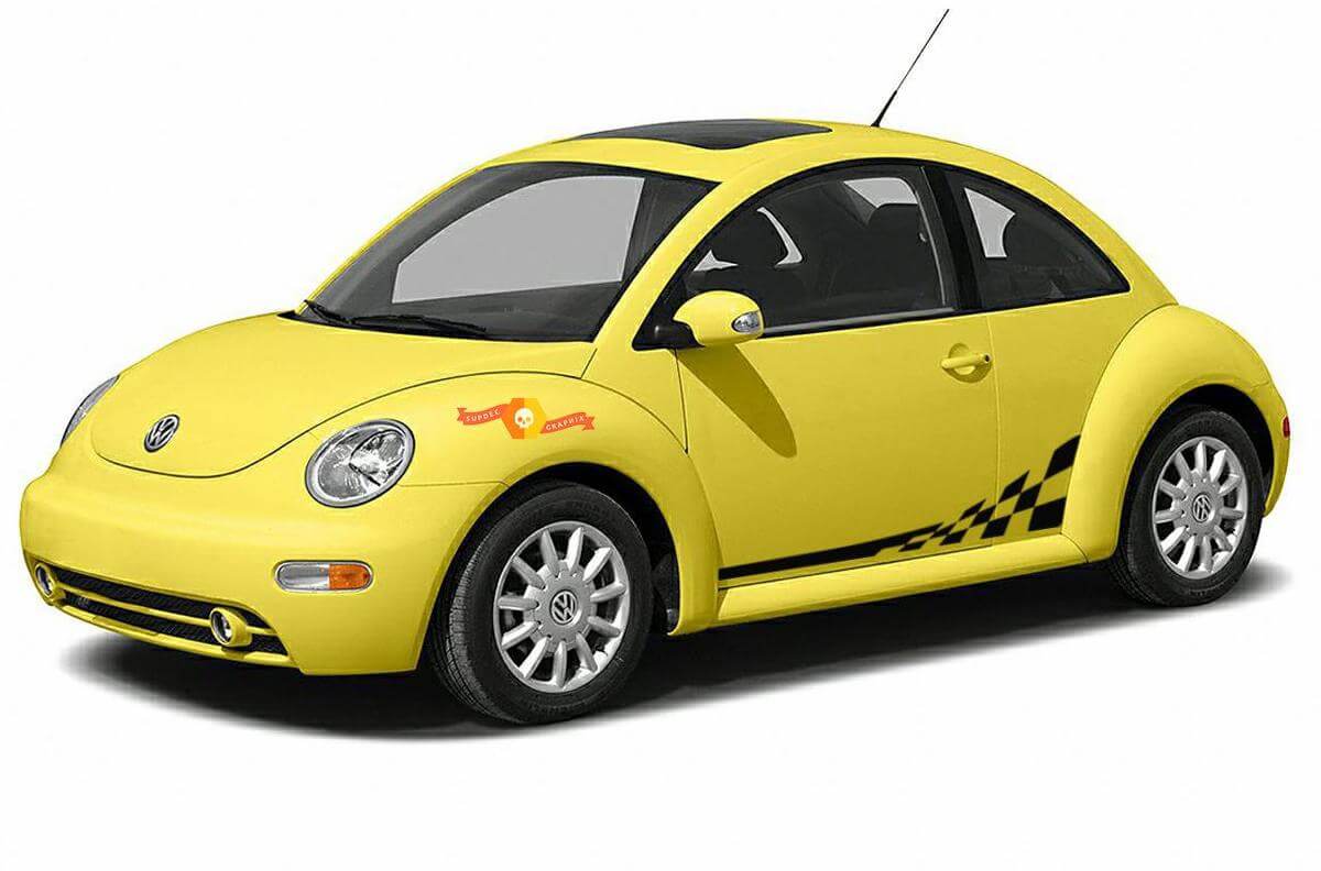 Adesivo in vinile strisce laterali a scacchi per Volkswagen Beetle 1998-2011
