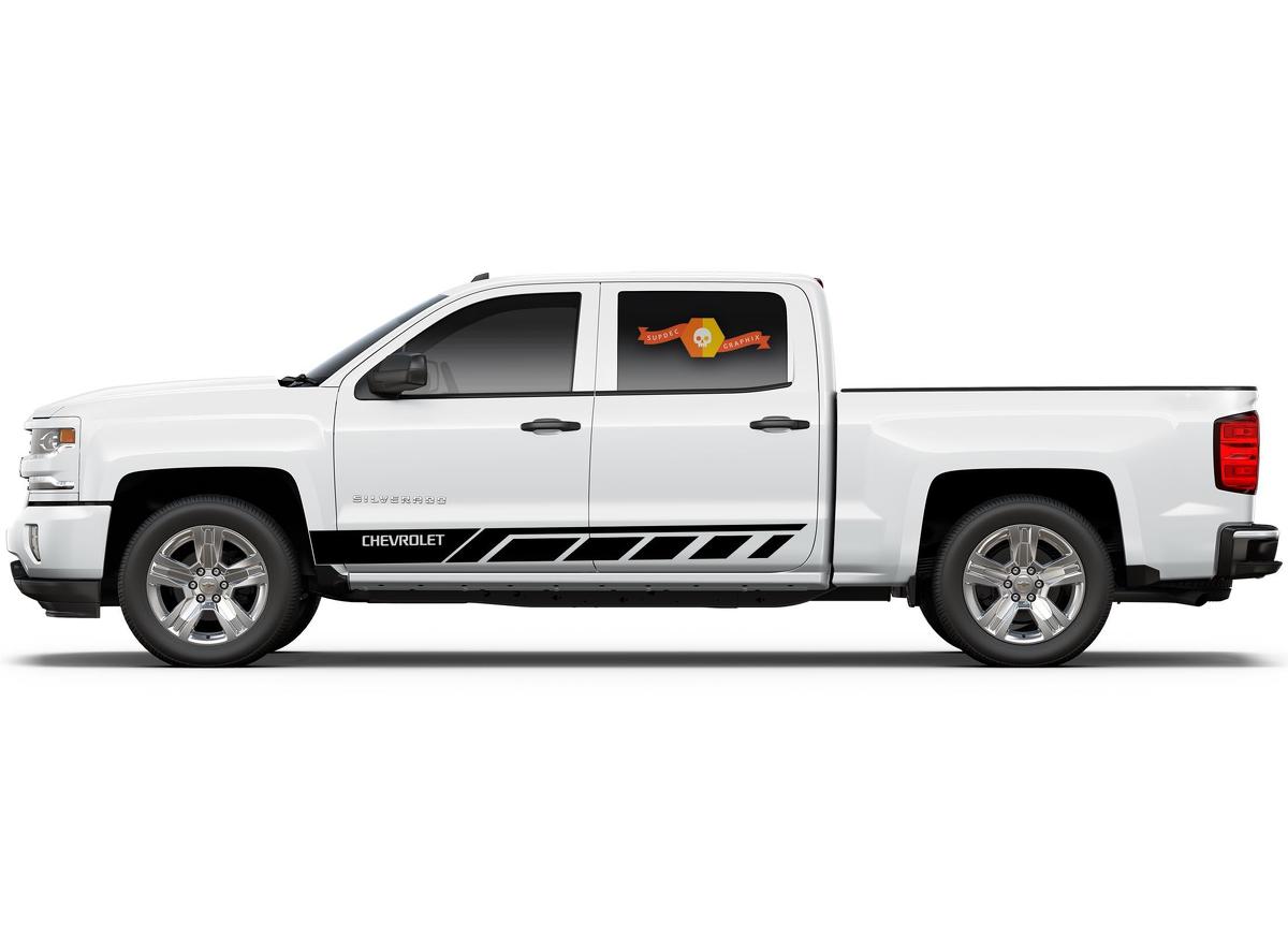 Grafica a strisce laterali Chevrolet Silverado mk3 Adesivo Decalcomania pannello porta Adesivo Decalcomania in vinile nero 2
