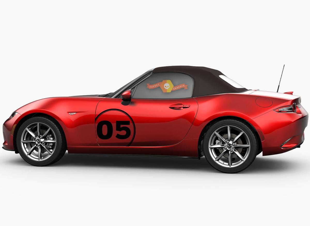 Mazda MX5 Miata Panel Panel Panel Graphics Laterale Decalcomania Numero di corse