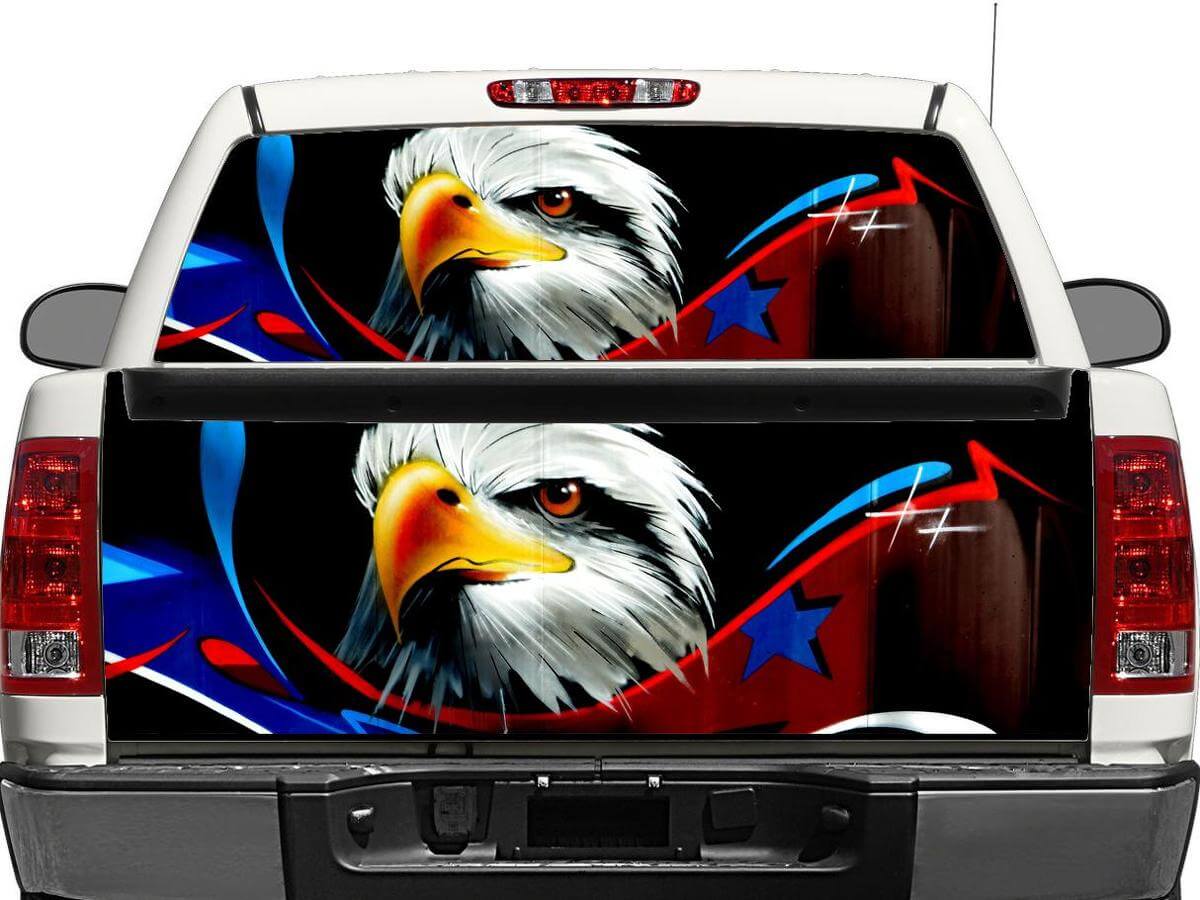 Adesivo con bandiera Bald Eagle USA per finestrino posteriore o portellone per Pickup, SUV