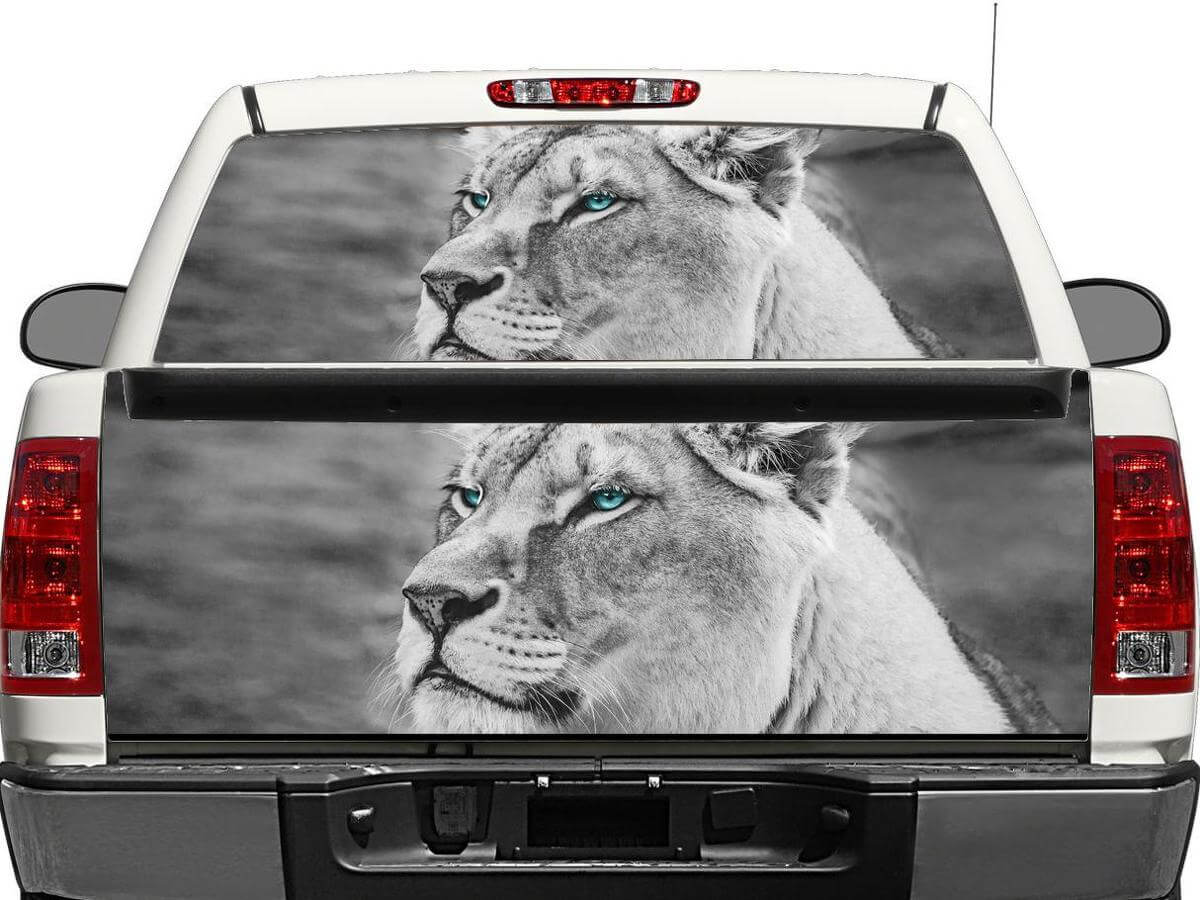 Adesivo in Vinile White Lion per Finestrino Posteriore o Portellone per Pickup SUV