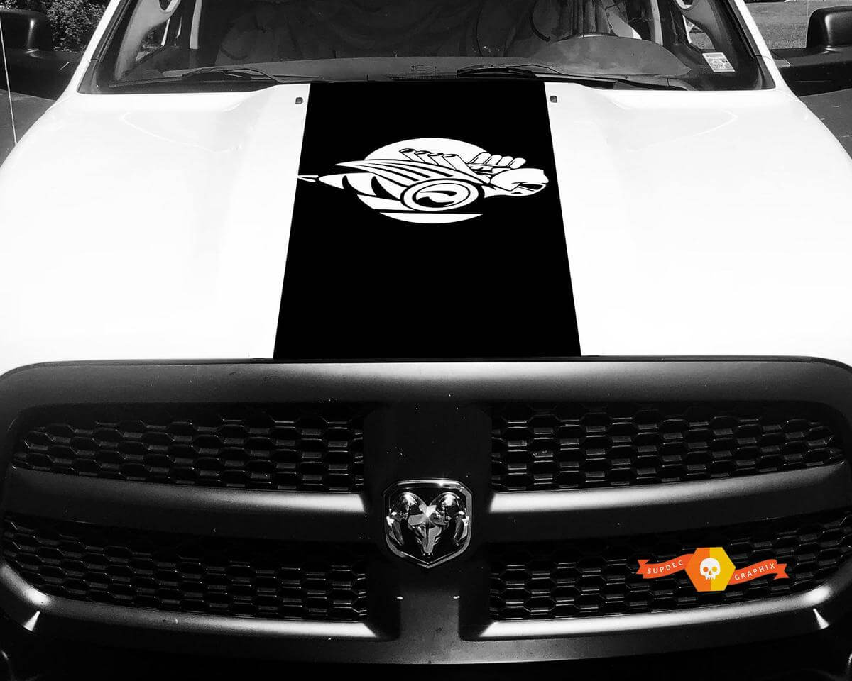 Dodge Ram 1500 2500 3500 Vinyl Racing Stripe Rumble Bee Hemi Hood Decalcomanie Adesivi #8
