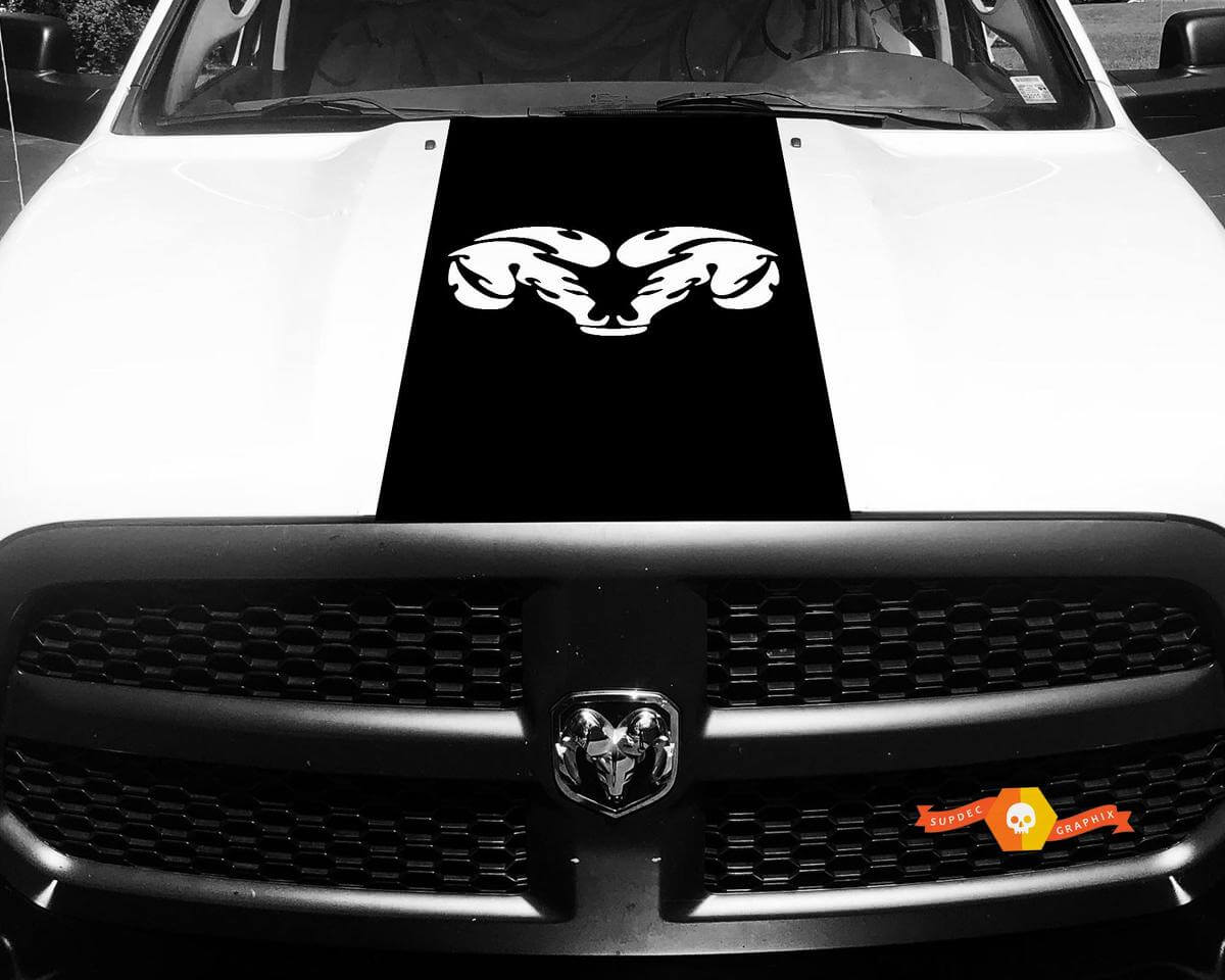 Dodge Ram 1500 Vinyl Decal HOOD Ram Head Racing HEMI Stripe Stickers #34

