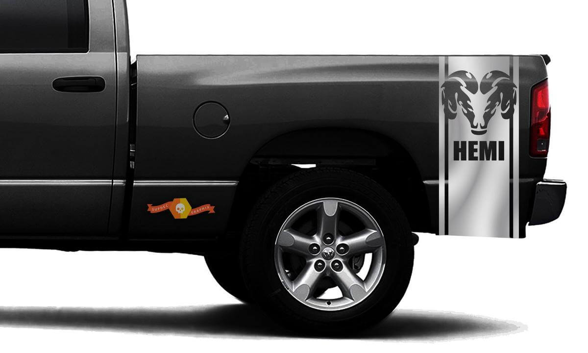 DODGE RAM 1500 VINILE DECAL striscia lato letto racing adesivo CROMATO DODGE Hemi #93

