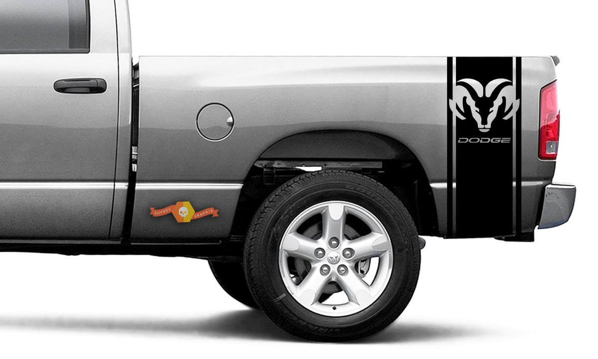 DODGE RAM 1500 DECALCOMANIA DEL VINILE striscia laterale del letto racing adesivo Hemi Ram # 112
