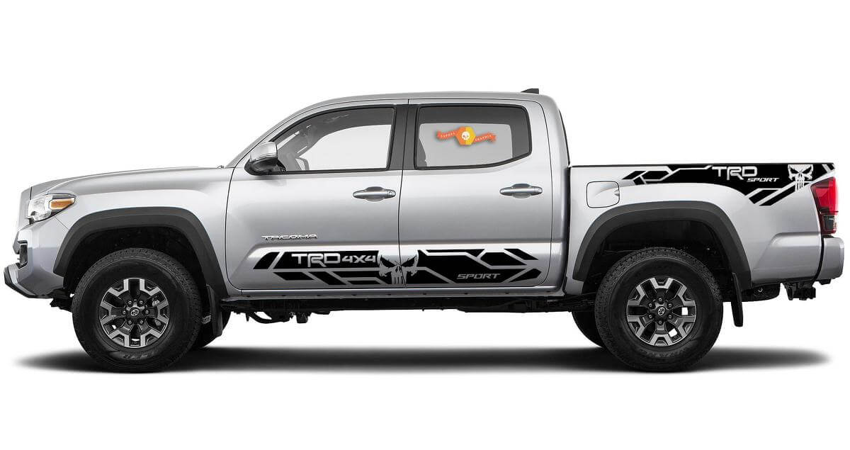 Kit Adesivi in Vinile TRD 4x4 Sport Punisher per Minigonne Laterali e Lati Cassone per Toyota Tacoma 2016-20