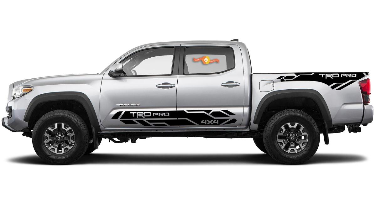 4 x Toyota Tacoma 2016-2019 (TRD OFF ROAD) kit laterale PRO Sport decalcomanie in vinile adesivo grafico
