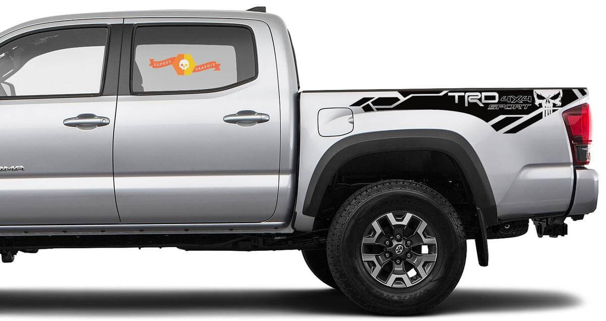 Kit adesivi vinile laterali cassone TRD 4x4 Sport Punisher per Toyota Tacoma 2016-2020