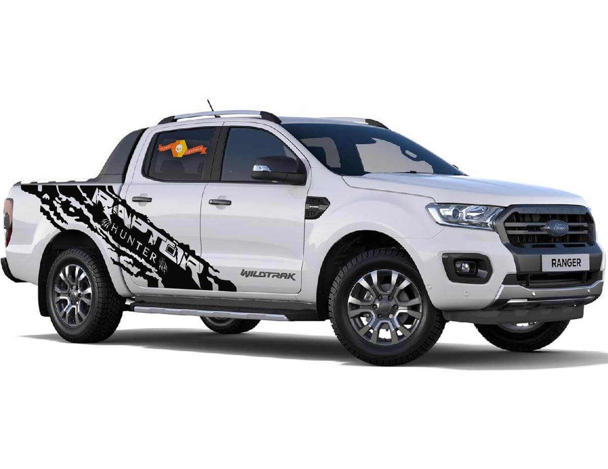 2x Hunter grandi decalcomanie in vinile laterale per Ford Ranger Raptor
