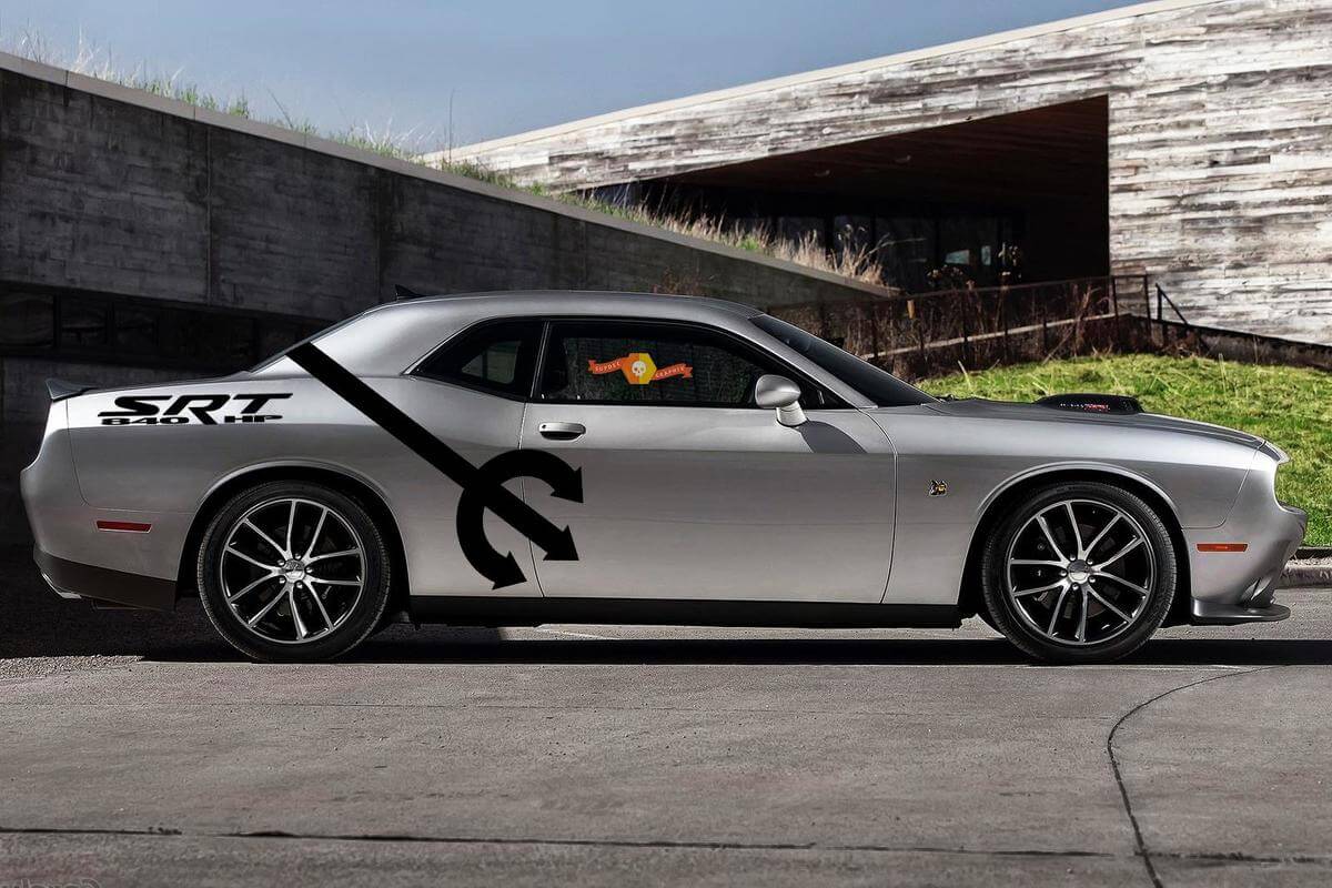 2 Side Dodge Challenger DEMON Pitchfork SRT 840 HP Decalcomanie in vinile laterali Adesivo grafico-3
