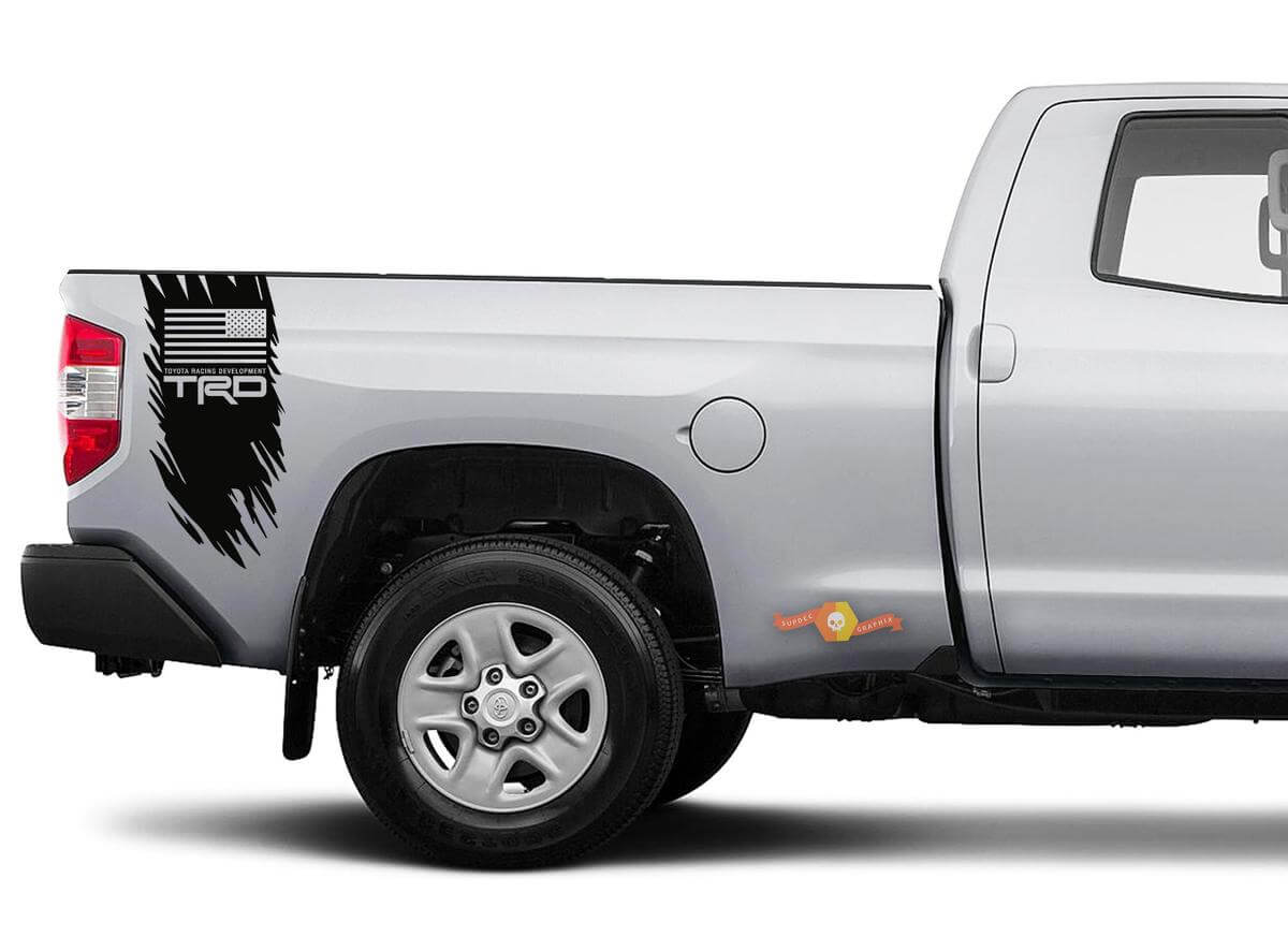 Adesivo in Vinile Stile Usurato con Bandiera USA TRD per Fiancata Toyota Tundra