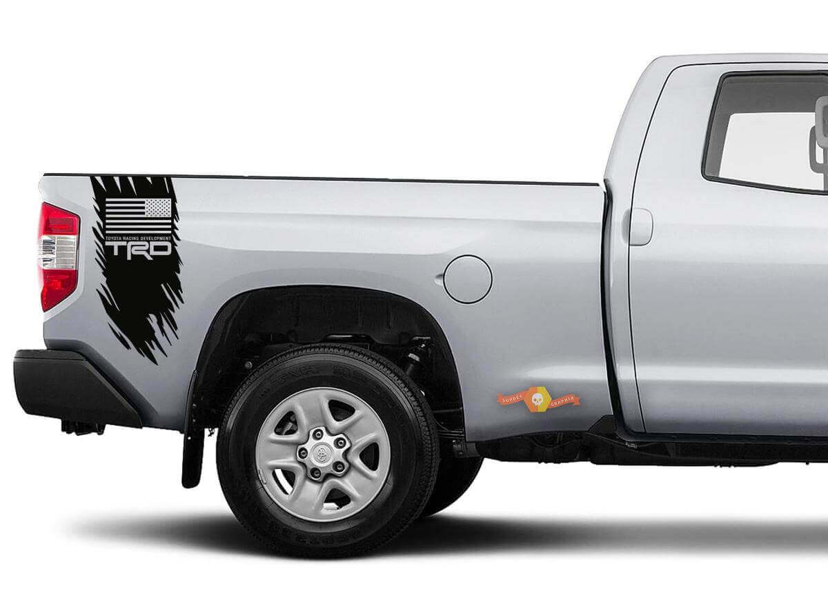 Adesivo in vinile stile usurato con bandiera TRD USA per fianco Toyota Tacoma
