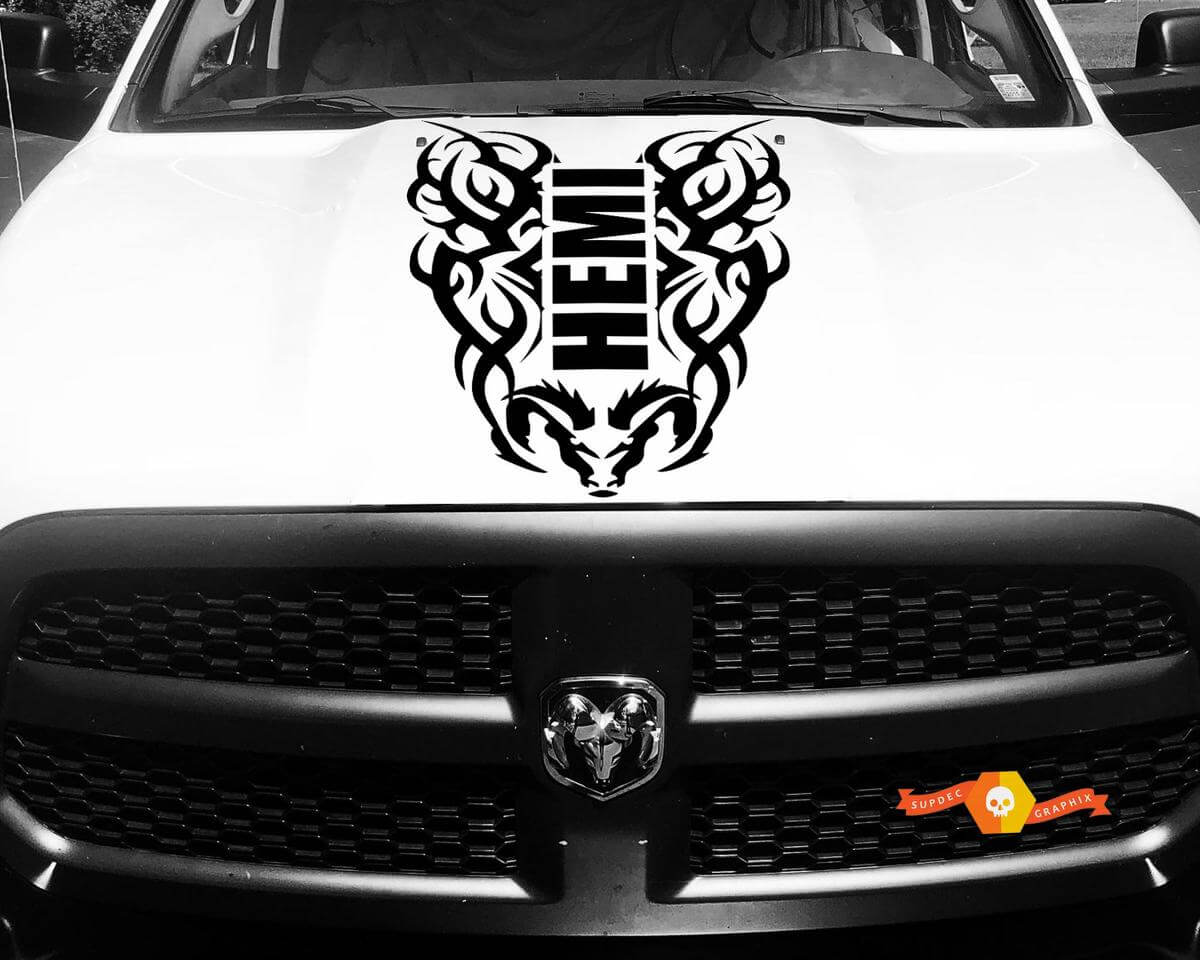 Adesivo Vinilico Cofano Stile Tribale Hemi per Dodge Ram 1500