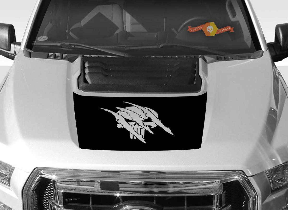 Grafica per cofano FORD F-150 Raptor Punisher SVT 2015-2019 - Decalcomanie adesive a strisce Ford Racing - 2

