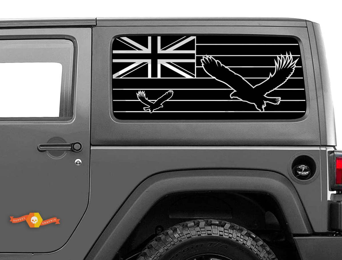 Adesivo per Parabrezza Aquila Bandiera delle Hawaii per Jeep Wrangler Rubicon Hardtop JKU JLU 2007-2019 o Tacoma 4Runner Tundra Charger Challenger