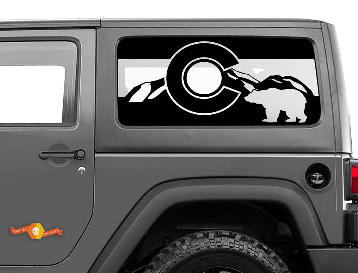 Adesivo per Parabrezza Colorado Flag Bear Mountains per Jeep Wrangler Rubicon Hardtop JKU JLU 2007-2019 o Tacoma 4Runner Tundra Charger Challenger