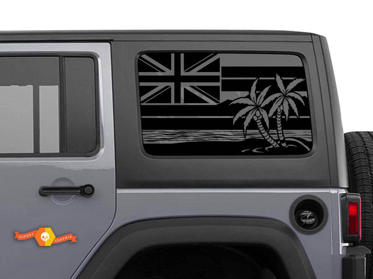 Adesivo in vinile con bandiera delle Hawaii per finestrino laterale Jeep Wrangler 2007-2019