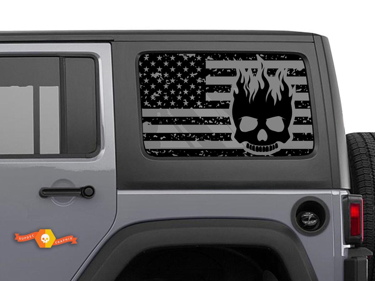 Jeep Wrangler Rubicon Hardtop USA Flag Skull Flame Parabrezza Adesivo Decalcomania JKU JLU 2007-2019 o Tacoma 4Runner Tundra Suba Charger Challenger - 73
