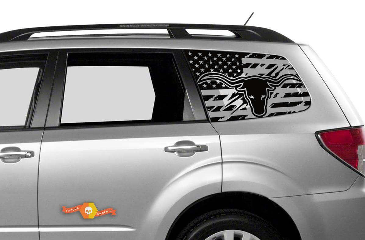 Suba Ascent Forester Hardtop USA Flag distrutto parabrezza adesivo decalcomania JKU JLU 2007-2019 o Tacoma 4Runner Tundra Dodge Challenger Charger Wrangler Rubicon - 95
