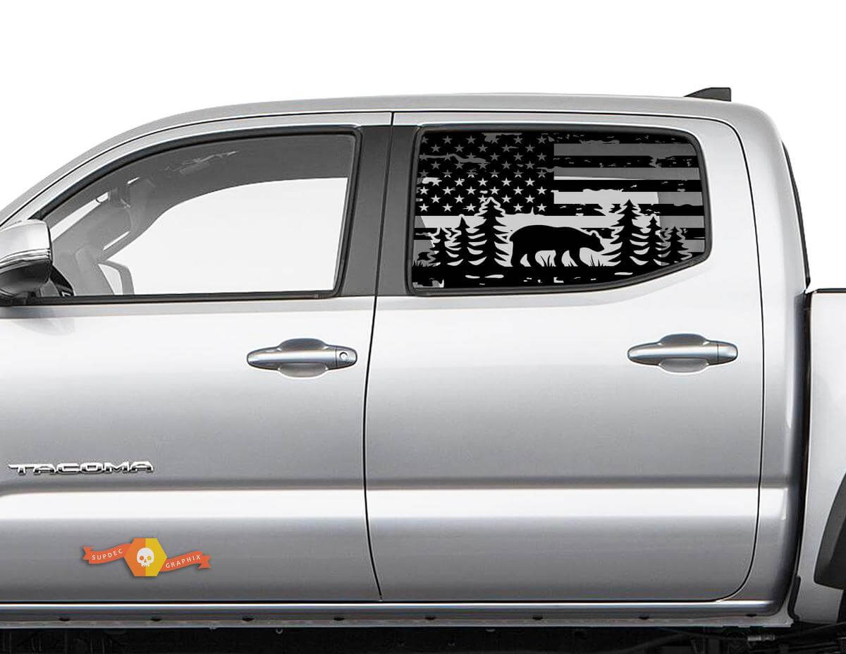Toyota Tacoma 4Runner Tundra Hardtop USA Flag Forest Bear parabrezza adesivo decalcomania JKU JLU 2007-2019 o Dodge Challenger Charger Suba Ascent Forester Wrangler Rubicon - 113
