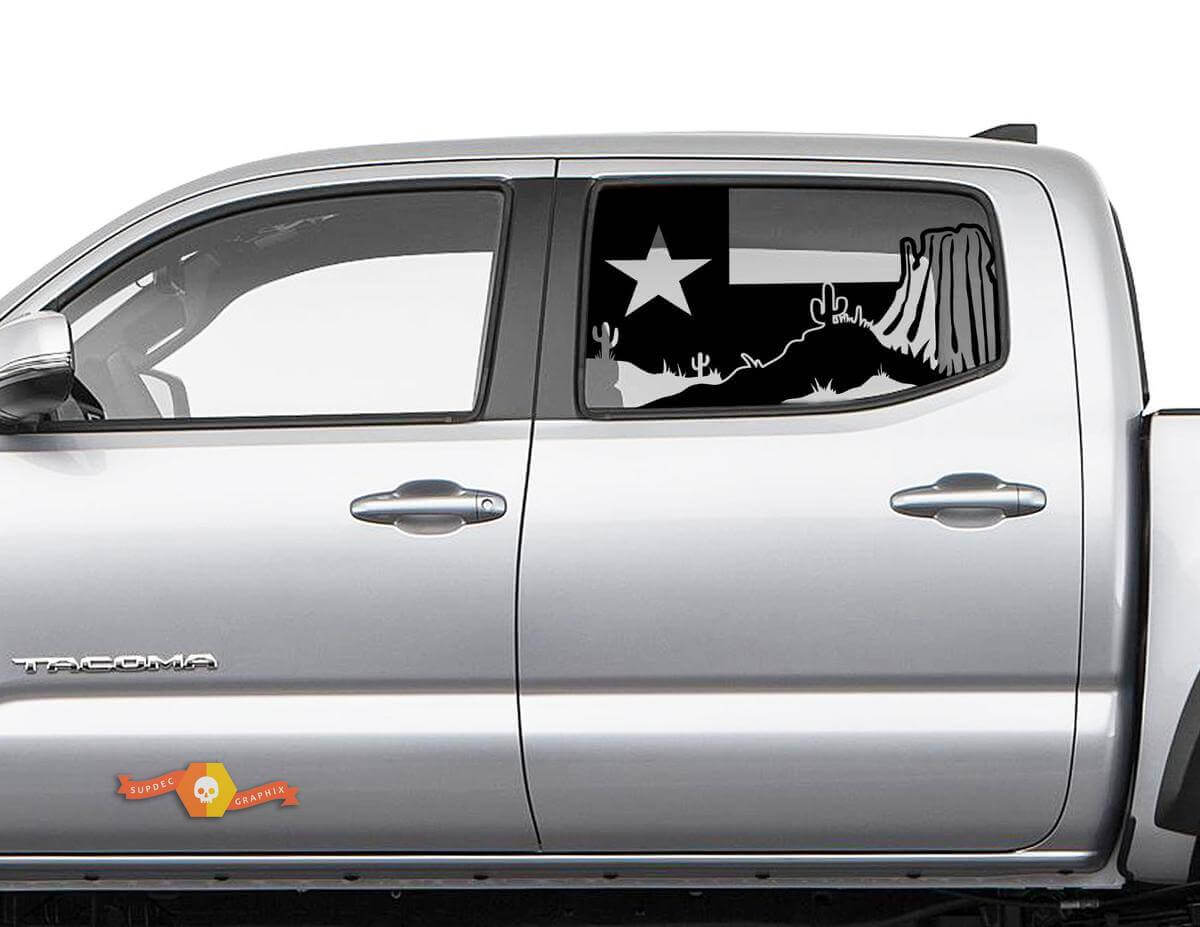 Adesivo in Vinile per Finestrino Posteriore con Bandiera del Texas e Cactus del Deserto per Dodge Jeep Toyota Truck