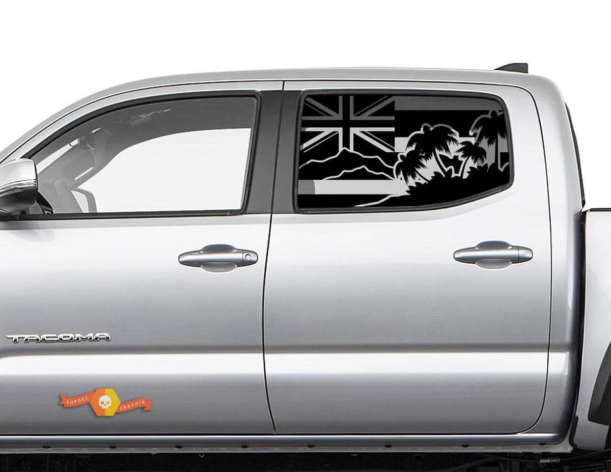 Decalcomania per finestrino laterale con bandiera Hawaii Halm Island adatta per Toyota Tacoma 4Runner Tundra
