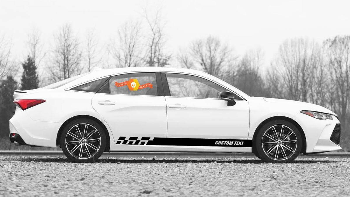 Adesivi per decalcomanie in vinile con strisce del pannello bilanciere da corsa per Toyota Avalon
