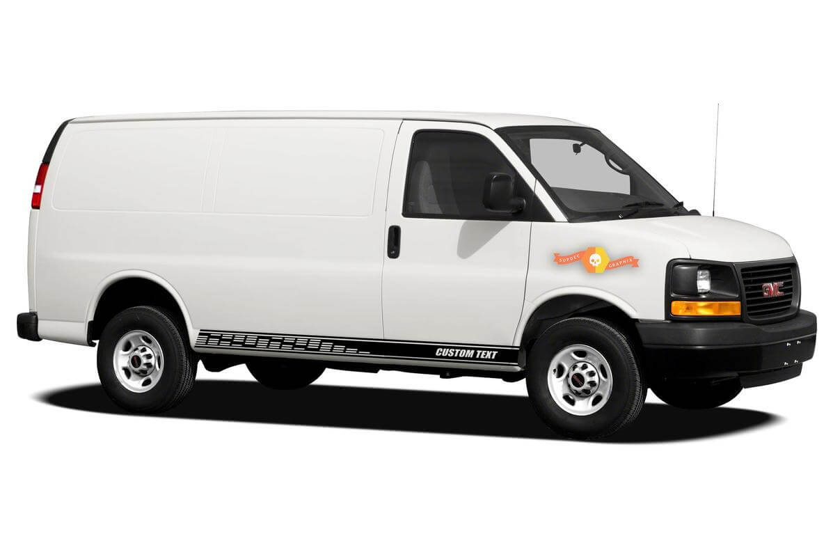 Adesivi per decalcomanie in vinile con strisce del pannello bilanciere da corsa per GMC Savana Cargo
