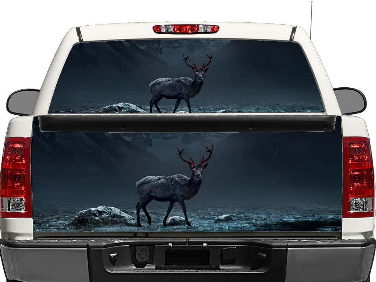 Adesivo in Vinile Notturno con Cervo per Finestrino Posteriore o Portellone per Pick-up SUV